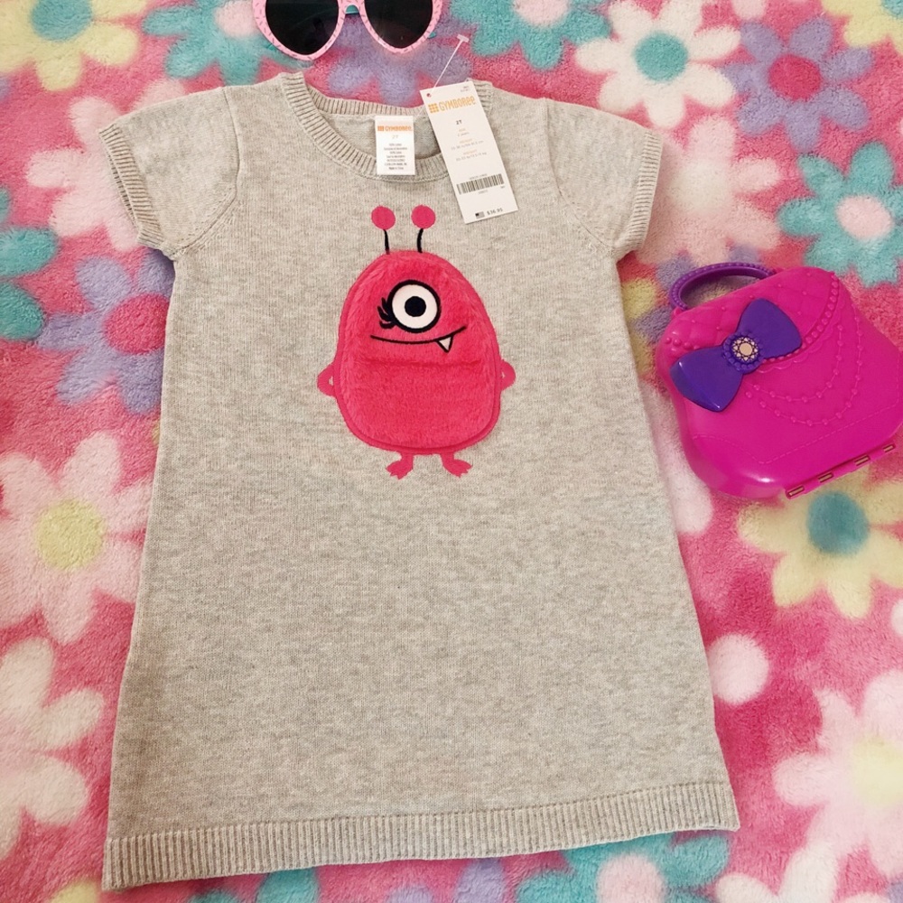 NWT Gymboree knit pink monster sweater dress